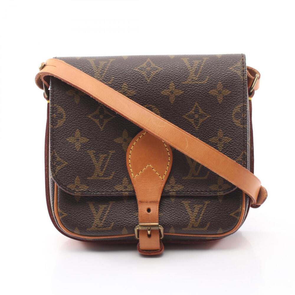 Louis Vuitton Cartouchiere Monogram Canvas Leather Shoulder Bag Brown